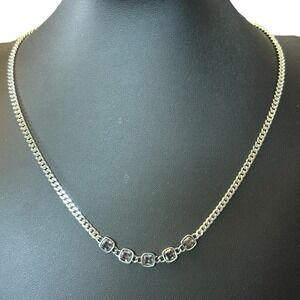 Banana Republic Necklace Blue Purple‎ Shades Floating Rhinestones Silver Tone